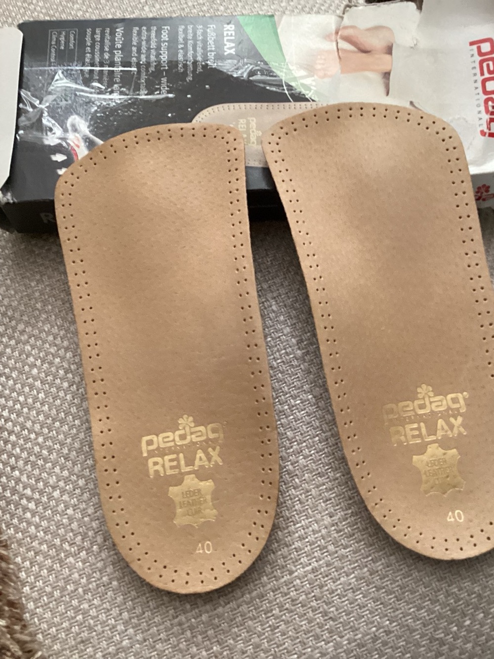 Pedal Relax Women's Tan Leather Insoles - Comfort Support size 40